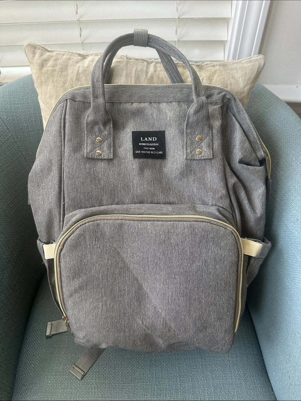 Land Mommy & Me Gray Lightweight Diaper Bag Backpack